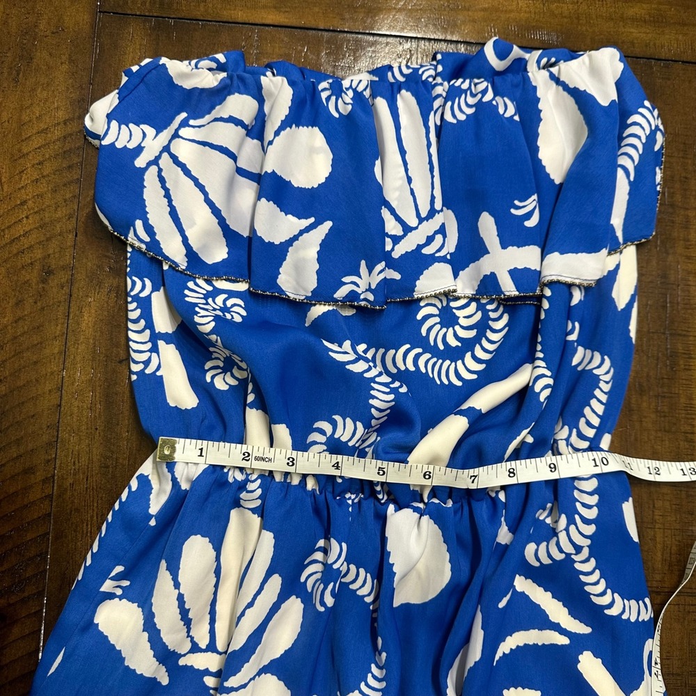 Lilly Pulitzer Strapless High-Low Nautical Anchor Dress Blue White Small - Picture 9 of 11